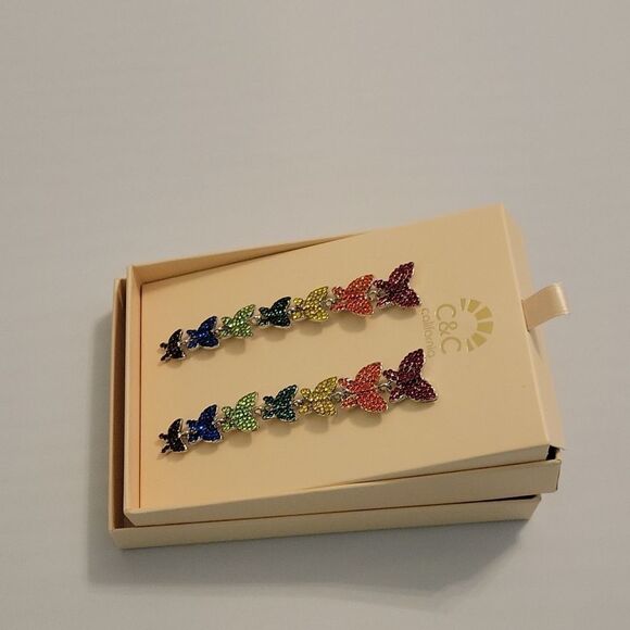 BRAND NEW C&C CALIFORNIA RAINBOW BUTTERFLIES MULTI-COLOR WOMEN"S DROP EARRINGS - Picture 7 of 14